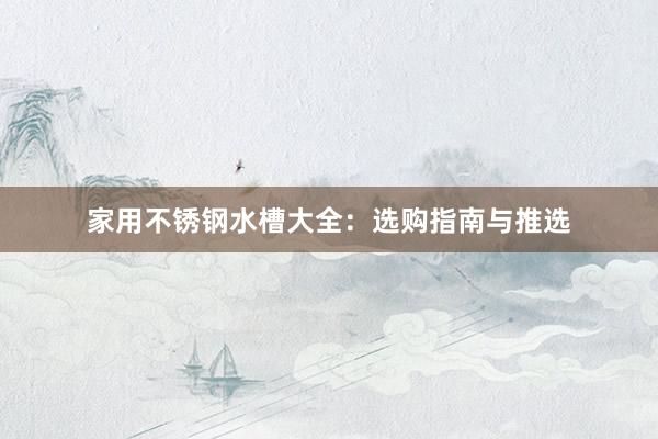 家用不锈钢水槽大全：选购指南与推选